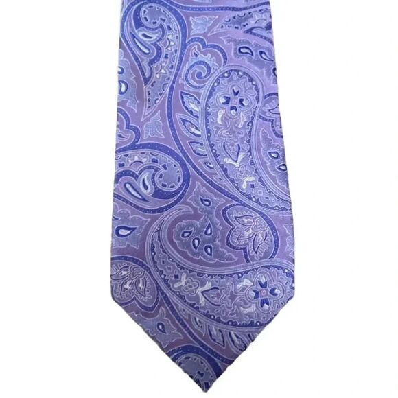 Tasso Elba Men's Classic Paisley 100% Silk Tie Purple Size Regular - Picture 1 of 9